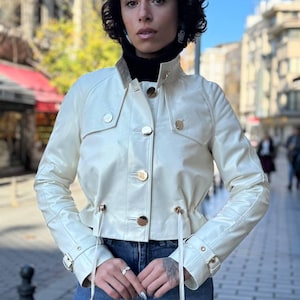 Women’s Cropped 100% Lambskin Leather Biker Jacket - Short Leather Coat