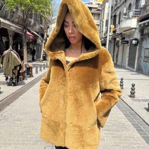 Reversible Shearling Jacket for Women | Genuine Lambskin Sheepskin Coat | Handmade Winter Outerwear from Turkey