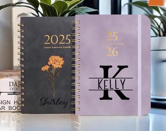 Customized 2025 Planning Notebook, Personalized Leather Schedule Book, Leather Diary With Straps, Simple Notebook, Planner, Gifts For Her