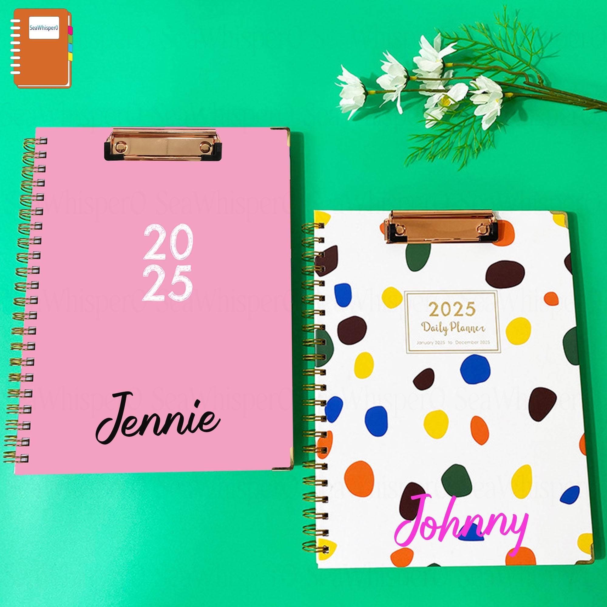 January 2025 - December 2025 Planner, A4 Board with Notebook, Custom Planner, Personalized Planner Large Spiral Planner, Customized Calendar