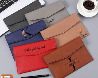 Personalized Leather File Folder, Custom Leather Document Case, Custom Name Travel Document Organizer, A4 Document Holde, Gifts for Him Men