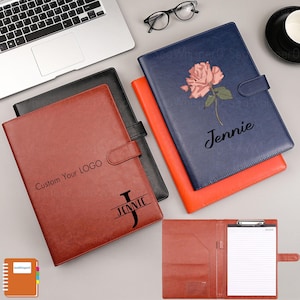 Personalized Leather Refillable Portfolio,Custom Portfolio With Magnetic Buckle,Custom Leather Portfolio,Personalized Business Gift,Phd Gift
