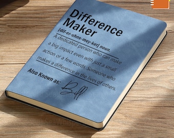 Verschil maker dagboek met naam, aangepaste definitie verschil maker, gepersonaliseerd leren notitieboekje, cadeau collega, mentorcadeau, cadeau voor haar
