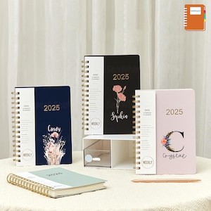Personalized Daily Planner 2025 Weekly Monthly, Student Teacher Planner, Custom Notebook Journal, Planner Hourly, Bulk Employee Gift for Her