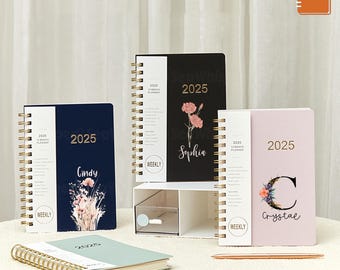 Personalized Daily Planner 2025 Weekly Monthly, Student Teacher Planner, Custom Notebook Journal, Planner Hourly, Bulk Employee Gift for Her