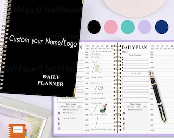 Personalised Daily Planner Book, A5 Undated Weekly & Daily Organiser, Birthday Gift for Her, Personalized Planner Notebook Organiser,Journal