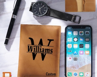 Funda de cuero personalizada para pasaporte, funda de cuero con opción de personalización, estuche para pasaporte, billetera de cuero genuino para regalo.
