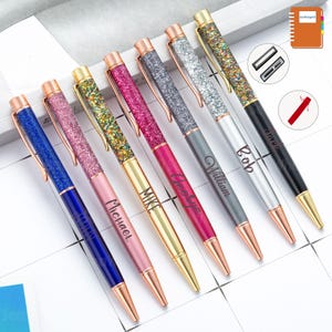 Personalized Engraved Glitter Ballpoint Pen, Customized Quicksand Ballpoint Pen, Stationery, Office Accessories, Writing Tools, Gift for Her