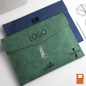 Personalized Leather File Folder with Name, Custom A4 Leather Document Case Holder, Custom Name Travel Document Organizer, Gifts for Him Men