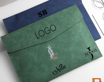 Personalized Leather File Folder with Name, Custom A4 Leather Document Case Holder, Custom Name Travel Document Organizer, Gifts for Him Men