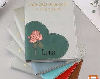 July 2025 - June 2026 Planner Notebook Set, Customizable Thick Paper Journal with Calendar & Daily Planner, Personalized Gift for Her Him,A5