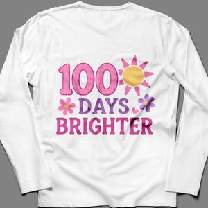 100 Days Brighter, Kids 100 Days Brighter, 100 Days of School Girl Shirt PNG, 100th Day of School Png, Downloadable Poduct