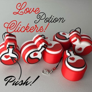 Llavero con clicker de poción de amor, sensorial, para TDAH, autismo, ansiedad y alivio del estrés.
