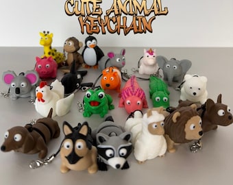 3D Printed Animal Keychain, Gift for kids, Lover, Bag accessory, Articulated Flexible Fidget, custom