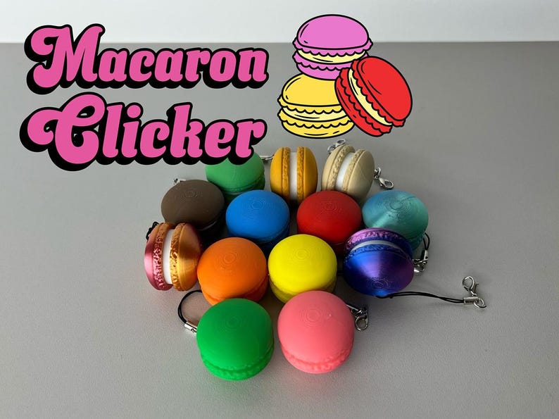 3D Printed Macaron Keychain | Clicker | Fidget | Keyboard Clicker - Etsy