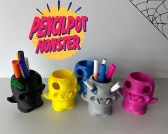 Pencil pot monster, many different colors