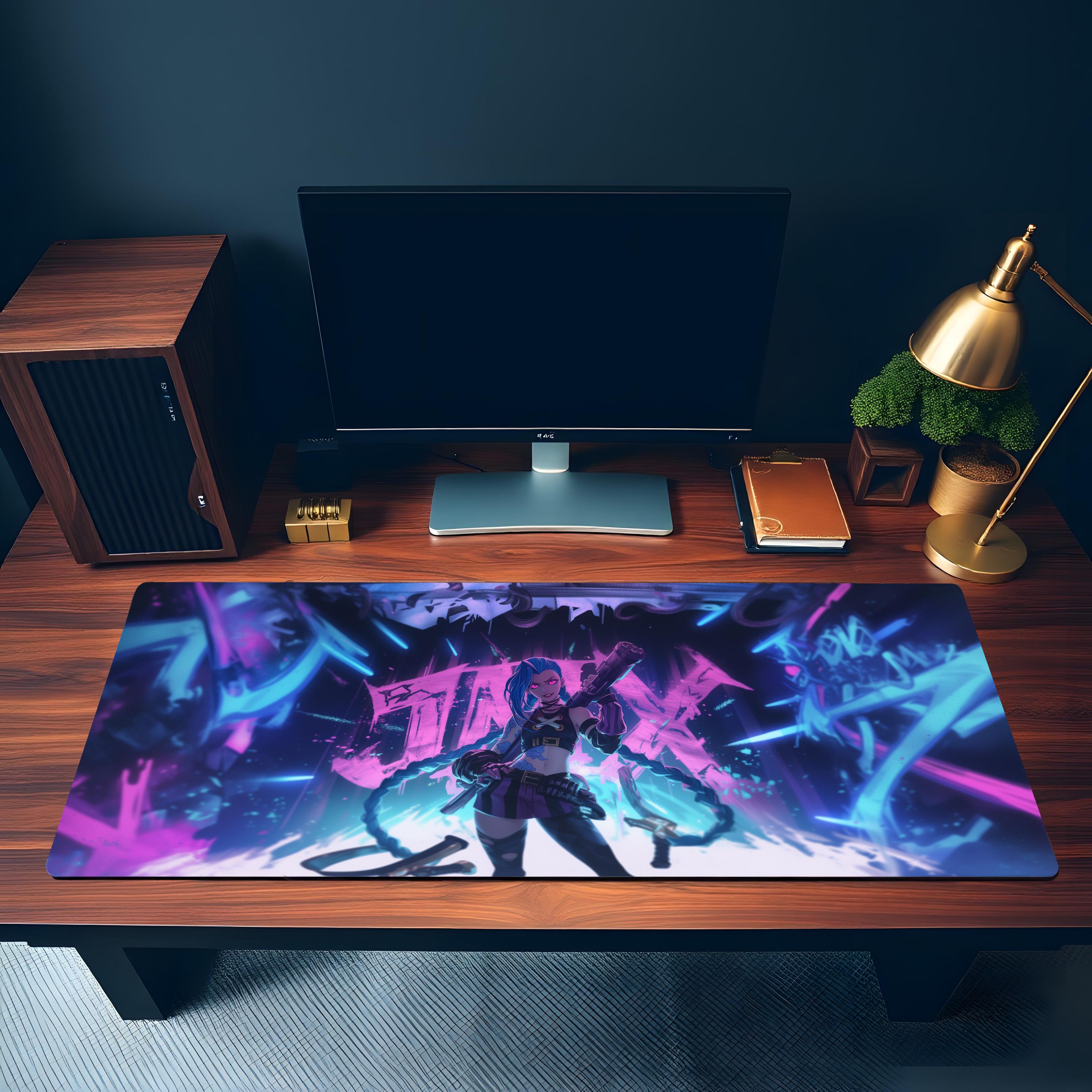 JINX-2 | Premium Anime Mouse Pad for Gaming | Large Arcane Desk Mat Gift for Him or Her | 3 Variations (LED, Wireless Charging, Basic)