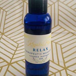 Relax Massage Oil - Lavender & Peppermint Therapeutic Body Oil for Stress Relief, Muscle Tension and Aromatherapy Self Care