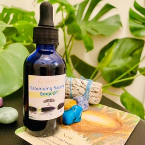 Grounding Sacred Body Oil – Earthy Essential Oil Blend for Calm, Balance & Root Chakra Healing | Spiritual Body Oil