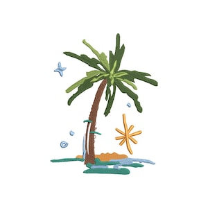 Palm Tree Embroidery Design, Holiday Embroidery Design, Coconut Tree File, Machine Embroidery Design, Instant Download, Includes 4 Sizes