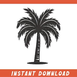 Palm Tree Embroidery Design, Beach Embroidery Design, Summer Line Art Embroidery Design, Coconut Tree Embroidery Design, 4 Files