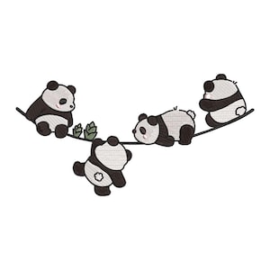 Panda Embroidery Files, Panda Design, Cute Animal Machine Embroidery, Includes 4 Sizes