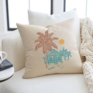 Palm Tree Embroidery Design, Beach Embroidery Design, Summer Line Art Embroidery Design, Coconut Tree Embroidery Design, 4 Files
