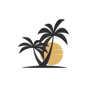 Palm Tree Embroidery Design, Beach Embroidery Design, Summer Line Art Embroidery Design, Coconut Tree Embroidery Design, 4 Files