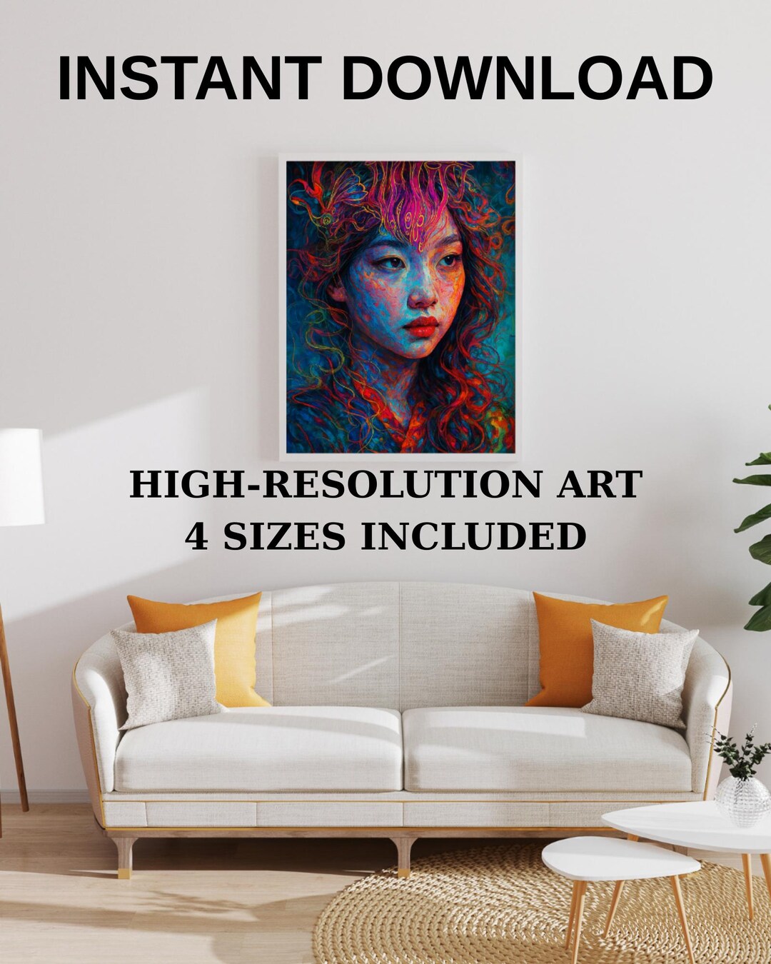 Psychedelic Portrait Wall Art | Abstract Surreal Female Face Print ...