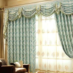 Luxury Blackout Jacquard Curtains - Custom Embossed Drapes for Living Room, Dining & Bedroom - Elegant Light Blocking