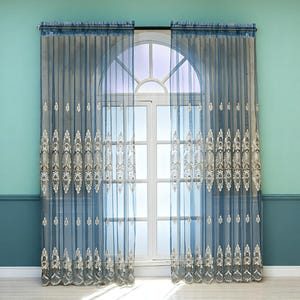 Embroidered Sheer Curtain Panel: European Style Window Treatment