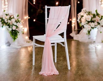 24PCS Chiffon Chair Sashes 17x250cm - Elegant Chair Bows for Weddings, Parties & Events - Luxury Aisle Decor for Ceremony, Church - Banquet