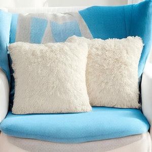 Luxurious Furry Fluffy Cushion Cover 43x43cm – Ultra Soft Plush Decorative Pillowcase for Cozy Living Room, Sofa & Bedroom Decor