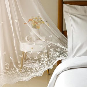 French Pastoral Flower Mesh Lace Embroidery Sheer Tulle Bedroom Curtains For Living Room Balcony Bay Window Volile Fabric Drapes