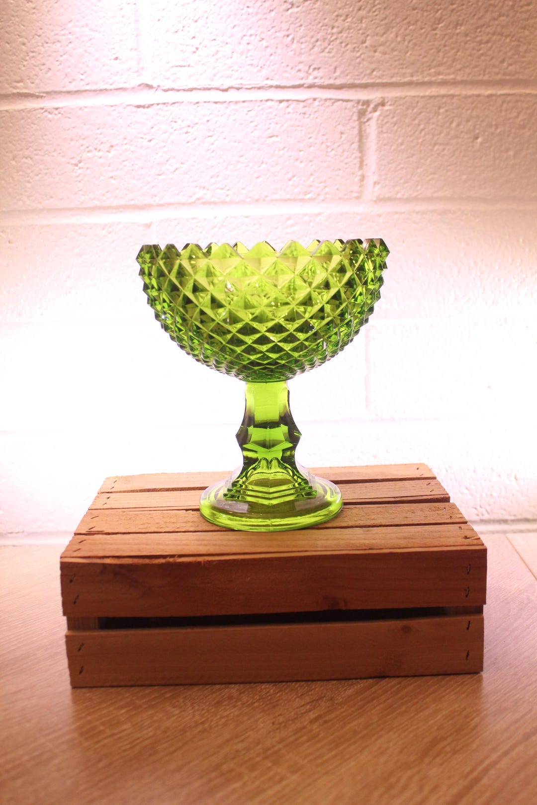 Vintage Westmoreland Emerald Green Sawtooth Diamond Compote Base - Etsy