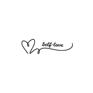 Adesivo de vinil minimalista de amor próprio - Design de coração inspirador para laptops, garrafas de água, diários e muito mais!