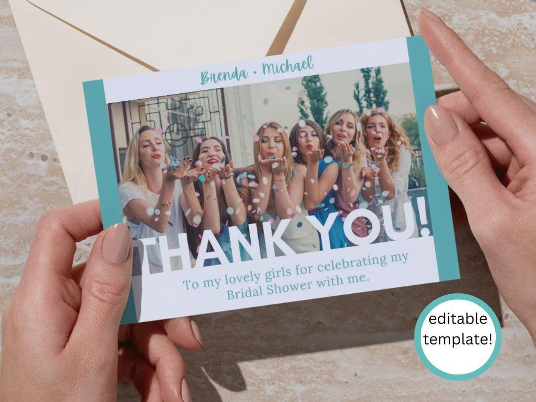 Bridal Shower Thank You Card Digital Download Editable Template Canva ...