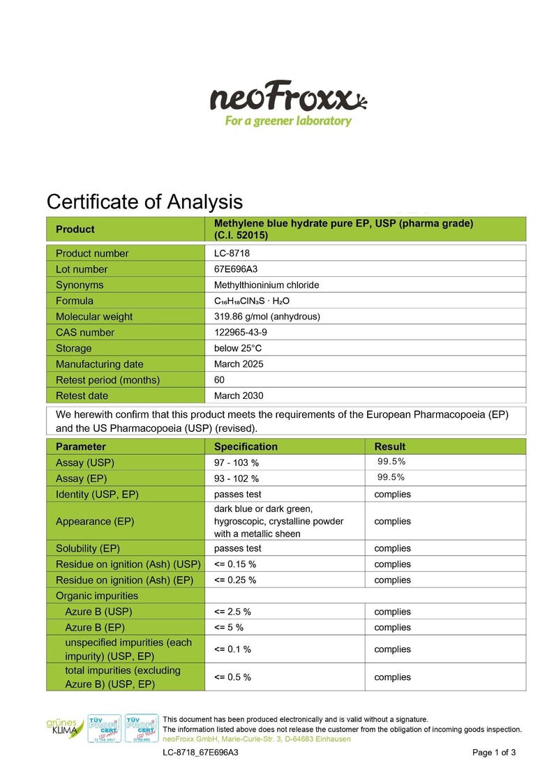 5% Methylene Blue Solution - 100 ml | percent | Ultra High Purity USP percent | methylene blue | image 5