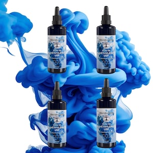 Methylene Blue 100 ml - Methylene Blue solution 1% Pharmaceutical Pure at 99.6 - Liquid solution of Methylene Blue - 4x100 ML