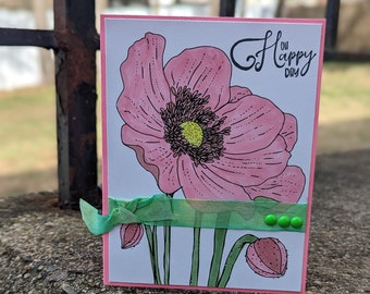 Spring Time Note Card, Big Florals, Happy Day