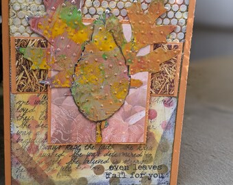 Autumn Greetings, painted metal leaves, thanksgiving, Leaves