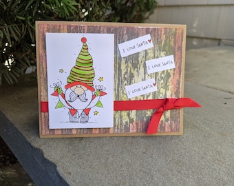 Unique Holiday Card  - Happy Holidays - Merry Christmas Card - Handmade - Santa