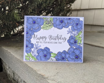 Happy Birthday - Purple Florals - Birthday Wishes