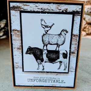 Happy Birthday - Birthday Wishes - Handmade Card - Farm Animals - Cute Animals - Unforgettable