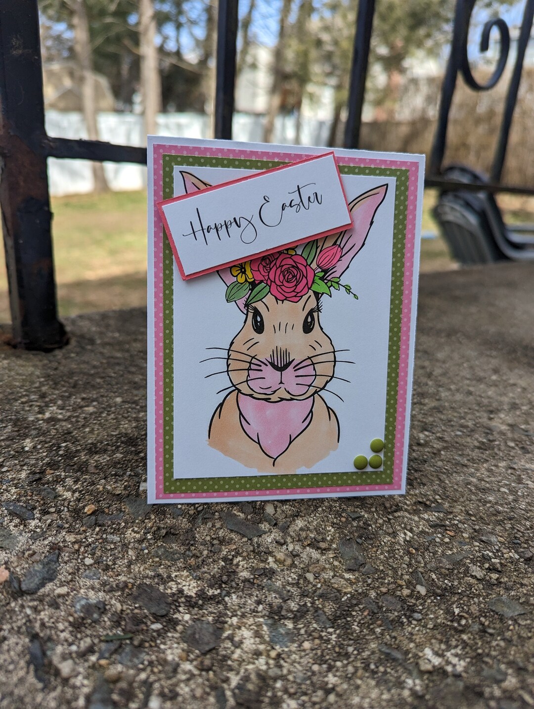 Easter Card - Handmade - Bunny - Flowers - Spring - Etsy