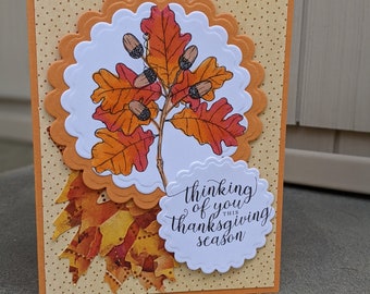 Fall Greeting, Pumpkin Season, Thanksgiving,  Children's Card,  Handmade Card, Notecard, Fall Hugs