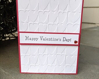 Set of 6 Valentine's Cards, Embossed Hearts Cards