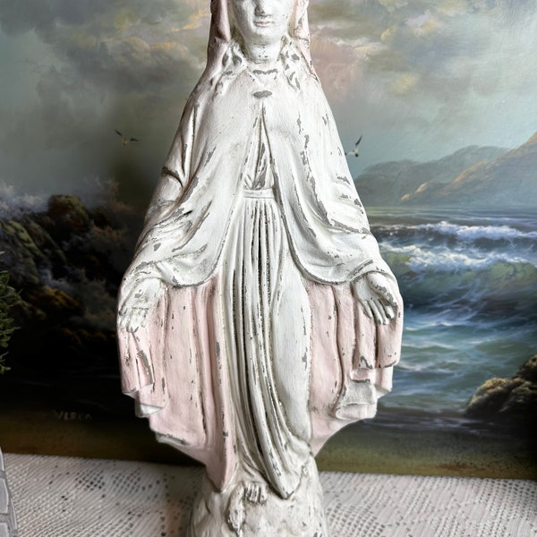 Concrete Mary Statue Etsy