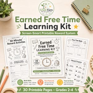 Zomerstructuursysteem voor kinderen | Beloningsschema voor schermtijd & leerwerkboek | Digitale download