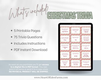 Christmas Trivia  Game - Holiday Family Fun - Party Games - Printable Digital Download